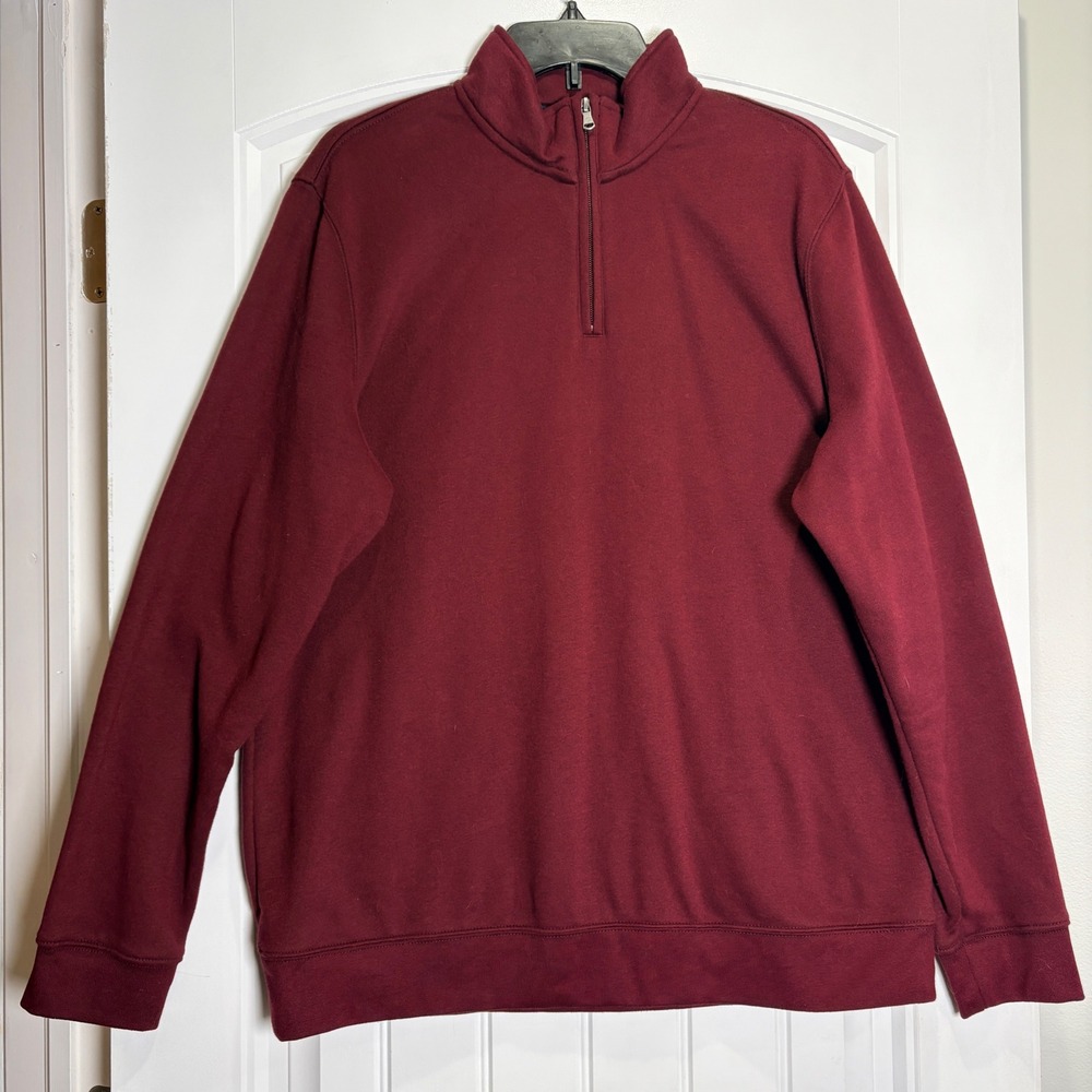 Croft & Barrow Quarter Zip Pullover Mens Large Burgundy Extra Soft Sweatshirt